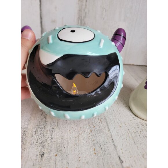 Ceramic ghost tea light monster light up Halloween home decor set - Picture 4 of 8